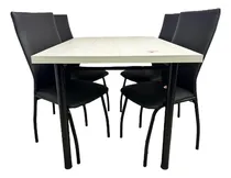 Comprar Mesa 1,40 Clasica + 4 Sillas Gala Juego Comedor Color Negras Diseño De La Tela De Las Sillas Liso