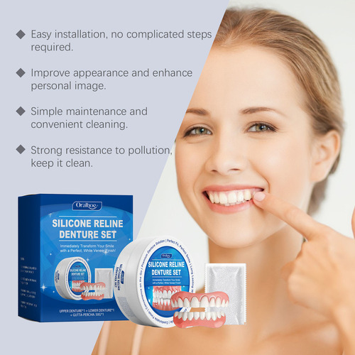. 2x Juego De Prótesis Dentales De Silicona Suave Oralhoe