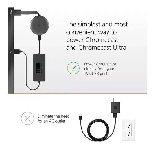  Mission - Cable de alimentación USB para Chromecast y Chromecast  Ultra (CHROMECAST no incluido) : Electrónica