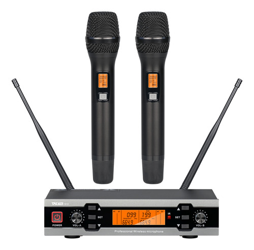 Microfone De Mão Duplo Sem Fio Uhf Dinâmico Tklbls K12