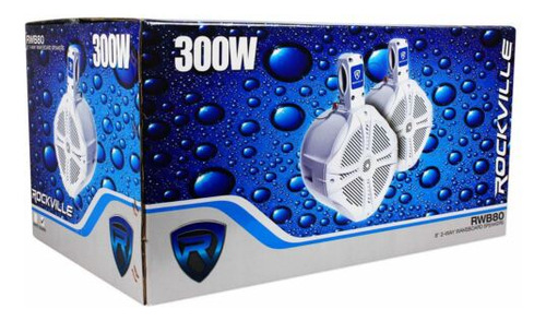 (4) Rockville Rwb80b 8 Black 2 Way 300 Watt Marine Wake Ccc