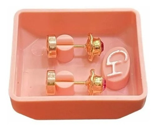 Aros Abridores Bebe Ch Perno Oro 18k Piedra Mediana 5mm 360