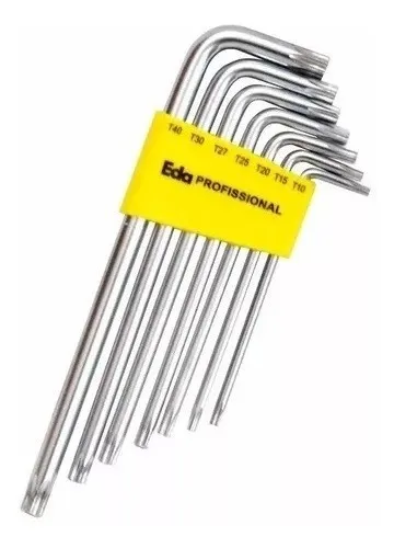 comprar Kit Jogo De Chave Torx Tipo L 7 Peças Com Furo Profissional