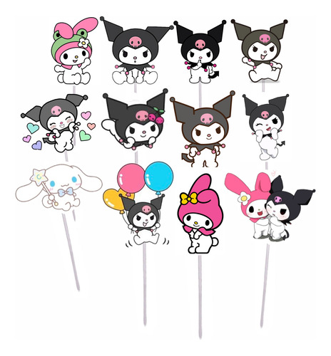 Pinchos Cupcakes X 12 De Kuromi Adorno Torta Muffin Kuromi Kuromi Kuromi