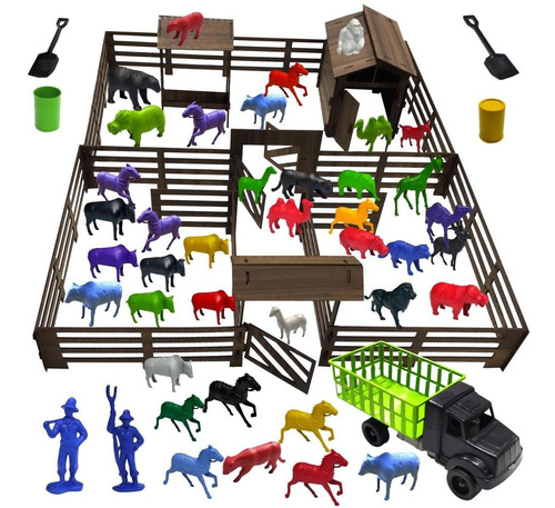 Fazendinha Brinquedo Animais Plástico Carreta Fazenda Boi Ca
