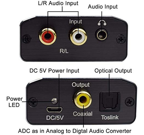 Conversor De Audio Analógico A Digital,hdiwousp Rca De Al...