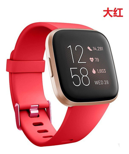 Rojo: Correa De Silicona Compatible Con Fitbit Versa2/vers L