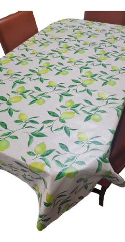 Mantel Mesa Rectangular 1.4x3m Impermeable Cuerina Afelpada Limones