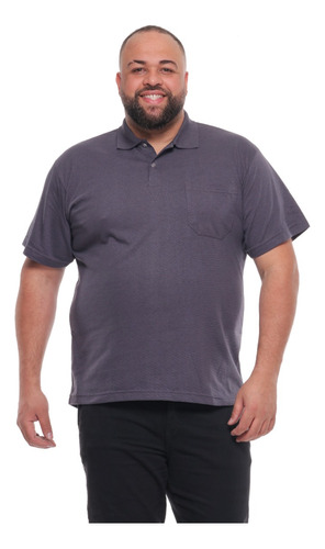 Camisa Polo 6092azul Masculina Plus Size Com Bolso 6092