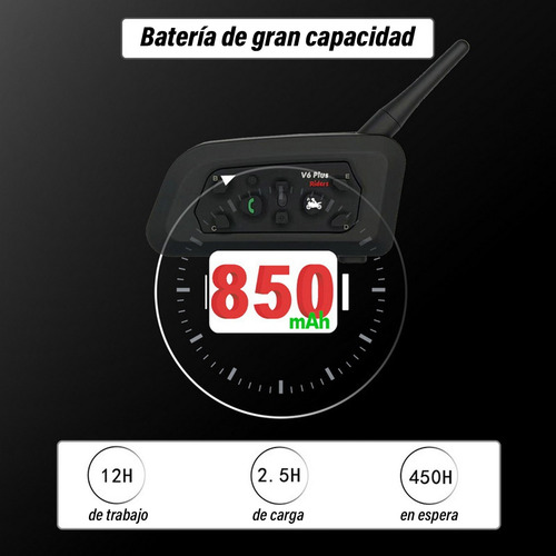 2 Pcs Intercomunicador Inalámbrico Para Casco Moto V6pro