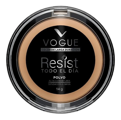 Base de maquillaje en polvo Vogue Resist Base Vogue Resist Tono Capuccino Mate Duración 24 Horas 30ml tono avellana - 14g