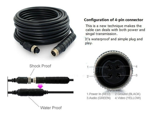 Conector Eléctrico De Rosca De 4 Pines Impermeable Con Cable