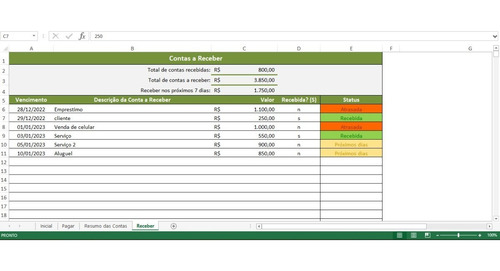 Planilha Contas A Pagar E Contas A Receber