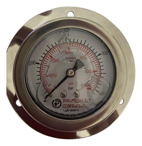 Manômetro Horizontal C/ Flange Inox 0-600 Kg: 9000 Psi R.1/4