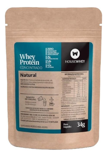 Kit 2x: Whey Protein Concentrado Natural Sachê Housewhey 34g