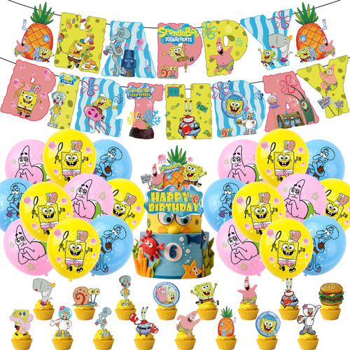 Kit Globos De Cumpleaños Decoración Sponge Bob Fiesta