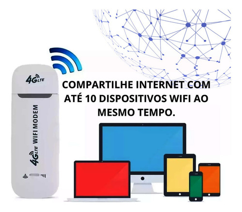 Modem Mini Roteador 4g Lte Wifi Usb Chip C/ Cor Preto