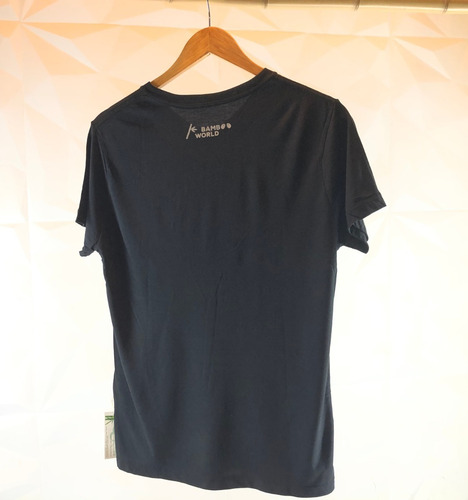 Camiseta Gola V De Viscose De Bambu Preta Lisa Bamboo World