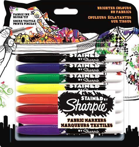 Marcador Tela Manchado Sharpie, Colores Surtidos, Paquete 8