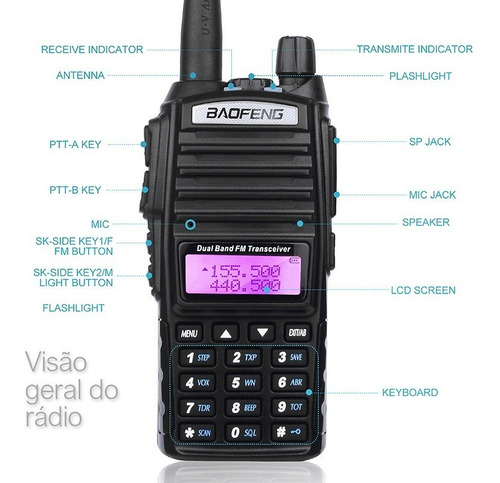 Imagem 3 de 10 de Rádio Ht Profissional Baofeng Uv-82 Uhf Vhf Versão Eua 82 5w