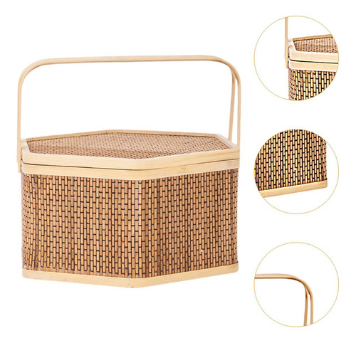 Cesta De Bambú Tejida De Picnic De Té Cesta De Bambú