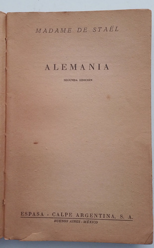 Alemania - Madame De Stael (Usado)
