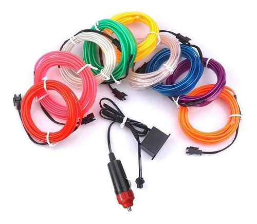 Imagen 8 de 10 de Hilo Tira Luz Neon Colores Led Conector 12v Auto Moto 5m