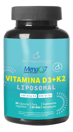 Ortomolecular Vitamina D3 K2 Liposomal 60 Cap Huesos Corazon Sabor Sin Sabor