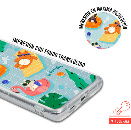 Funda Para Huawei Para Mujer Gatitos Alberca Con Tu Nombre
