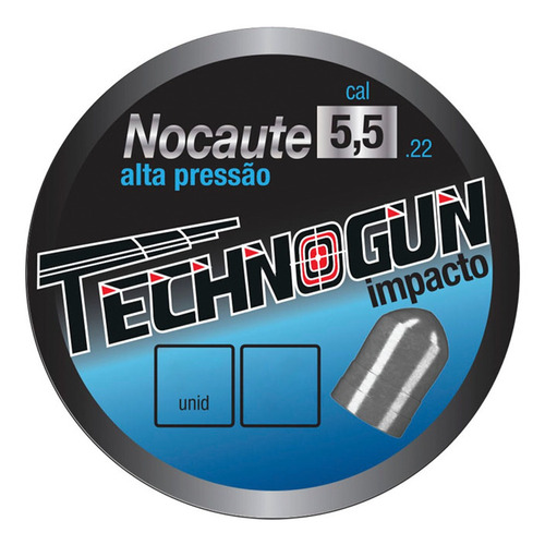 Chumbinho Carabina Pressão Nocaute 5,5mm Com 250pç Technogun