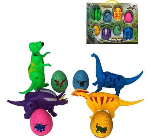 Set 4 Dinosaurios Plegables Articulados + Huevos