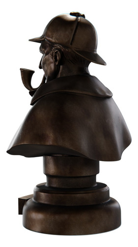 Estátua Busto Sherlock Homes Arthur Conan Doyle Estatueta Cor Cor Cobre Antigo