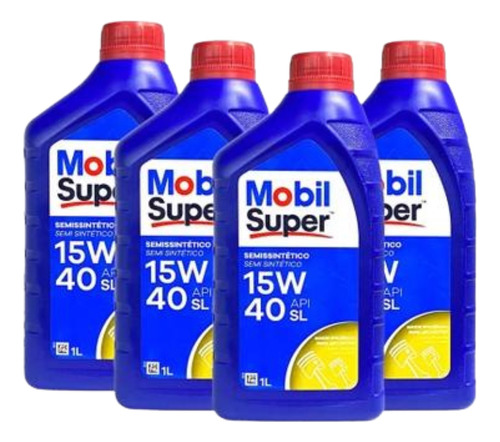 Kit 4 Óleos Motor Mobil Super 15w40 Semi-sintético Api Sl