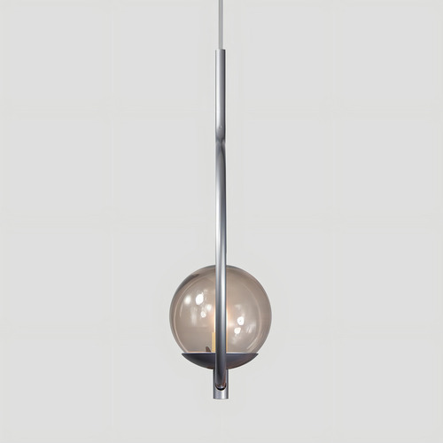 Pendente Lustre On Loop Prata com Globo de Vidro Fumê Trybo 4128-15-FU