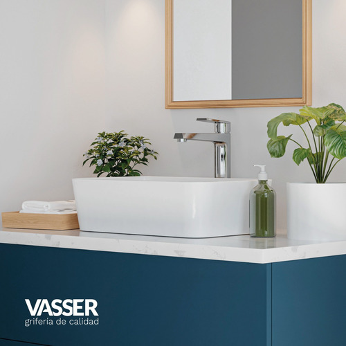 Grifería Lavatorio Monocomando Vasser Cromo Zafiro Baño Alto