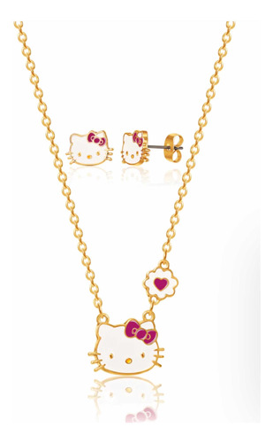 Set Collar Y Aros Hello Kitty Original