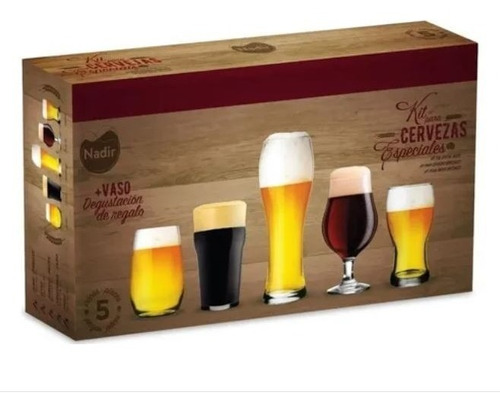 Kit Set Cervecero Especial Nadir 5 Vasos Ideal Para Regalo