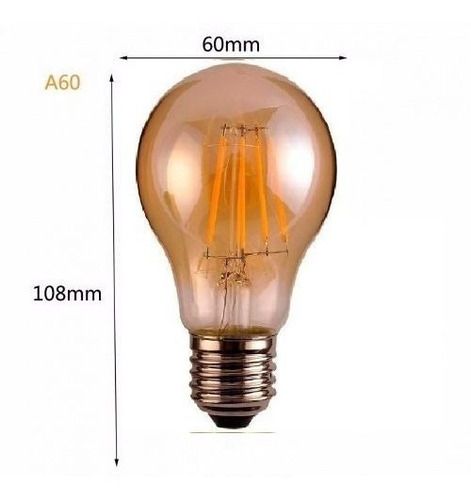 Pack 10 Ampolletas Vintage Led Modelo A60 Soquete E27