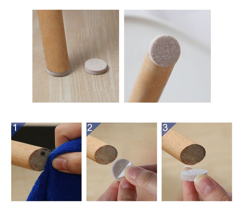 40 Almohadillas Fieltro Adhesivo Para Muebles 38 X 5mm Beige