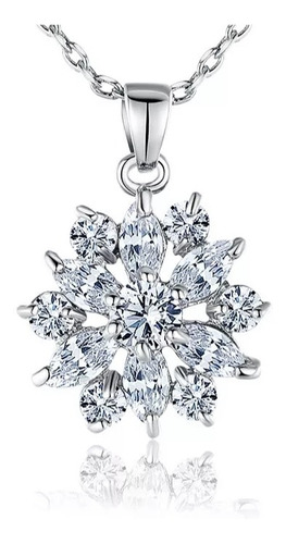 Collar Flor Brillante Cristal Austriaco Corte Diamante Roda 