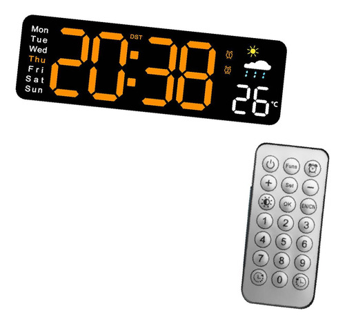 Reloj De Pared Led, Reloj De Pared Digital Negro Y Naranja