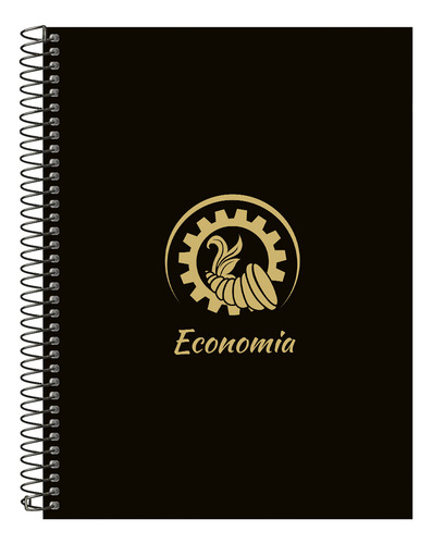 Caderno Universitário Profissões Preto E Gold 320 Folhas Cor Economia