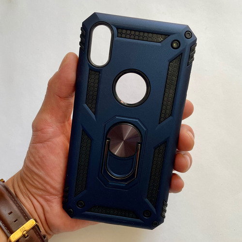 Funda Uso Rudo Con Anillo Para Iphone 13 Pro Xr 12 Pro Max Azul Marino Iphone Xr