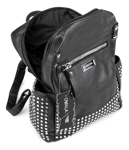 Mochilas Mujer Cuero Sintetico Tachas Urbanas Negras