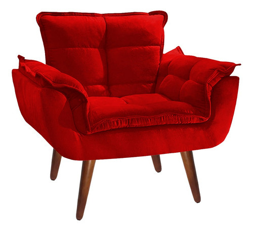 Poltrona Decorativa Opala Para Sala Confortável Arapongas Cor Vermelho