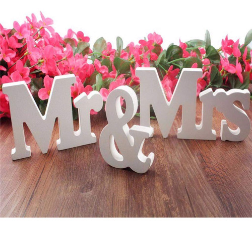 Letra Madera Texto Ingl  Mr Mrs  Para Decoracion Mesa Boda