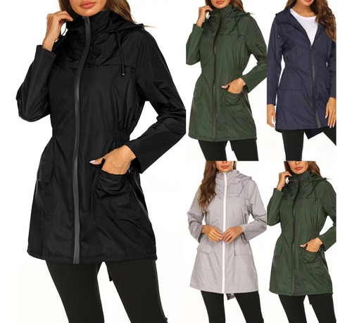 Chubasquero Impermeable Con Capucha Para Mujer A
