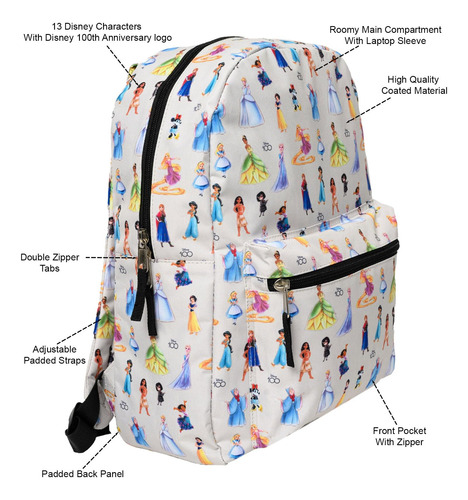 Mochila Portátil Disney 16 Con Bolsillo Tipo Cargo D100 Prin