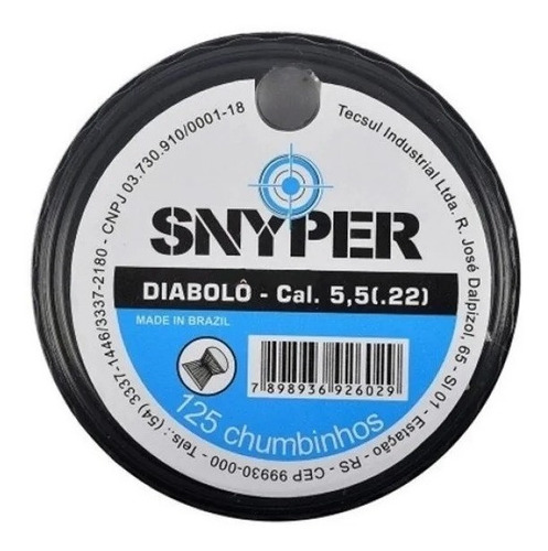 Imagem 3 de 3 de Kit 5 Cx Chumbinho Snyper Diabolo 5,5mm - 625 Unidades