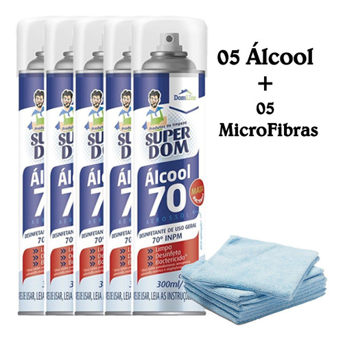 Álcool 70% Inpm Super Dom 300ml/170gr + Microfibra Detailer 